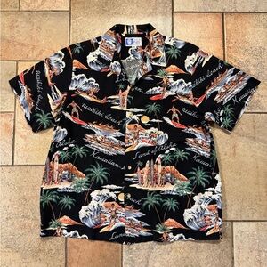 RJC LTD Made in Hawaii USA Vintage 90's Black Hawaiian Surfer Shirt Men's  XL